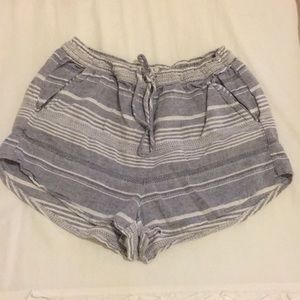 Blue and White Striped Shorts